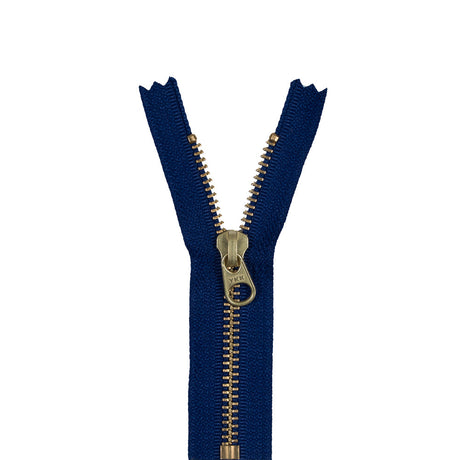 Metal Closed Bottom Zipper with Gold Teeth 4.5" - Royal Blue