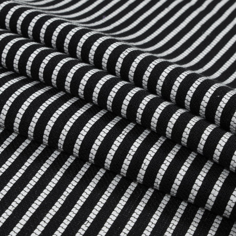 Sea NY Black and White Striped Loosely Woven Cotton Blend