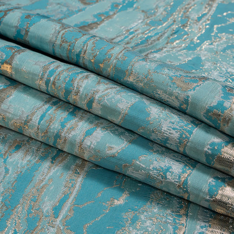 Metallic Gold and Blue Abstract Jacquard
