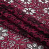Lace with Scalloped Eyelash Edges - Black and Fuchsia Two-Tone Sunflowers