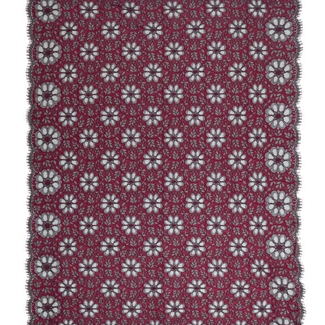 Lace with Scalloped Eyelash Edges - Black and Fuchsia Two-Tone Sunflowers