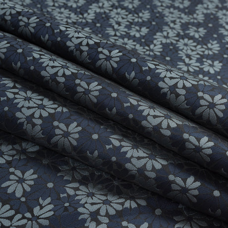 Navy Blue and Lake Black Floral Jacquard