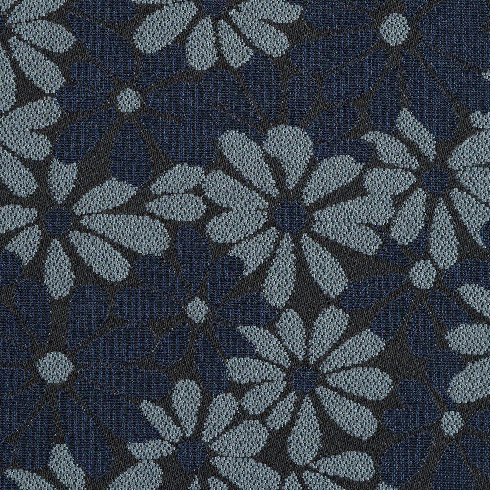 Navy Blue and Lake Black Floral Jacquard
