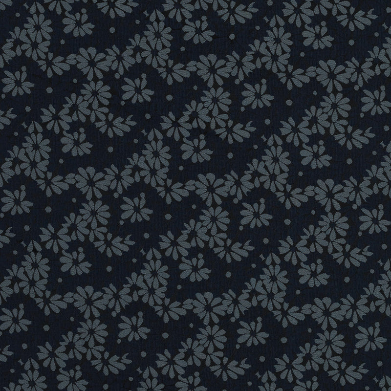 Navy Blue and Lake Black Floral Jacquard