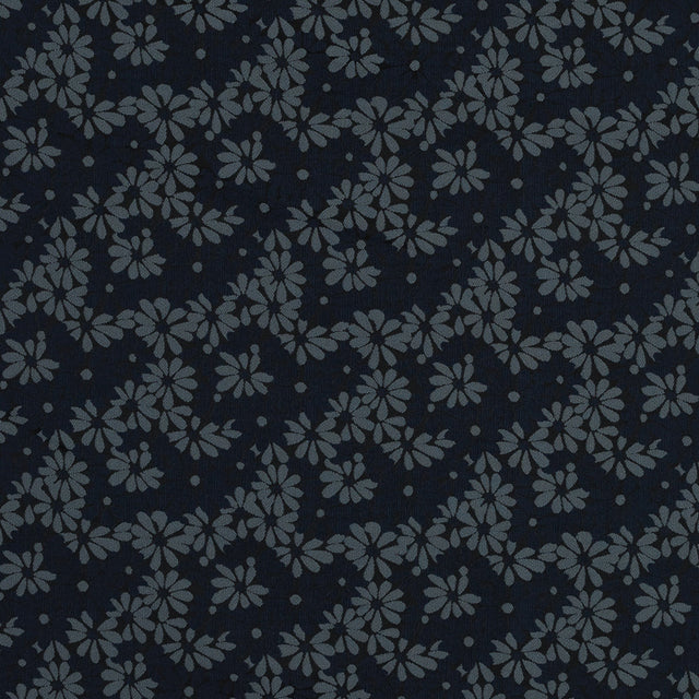 Navy Blue and Lake Black Floral Jacquard