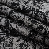 Black, Peach and Metallic Silver Floral Brocade
