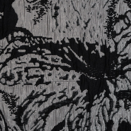 Black, Peach and Metallic Silver Floral Brocade