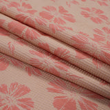 Beige and Light Orange Stretch Floral Houndstooth Brocade