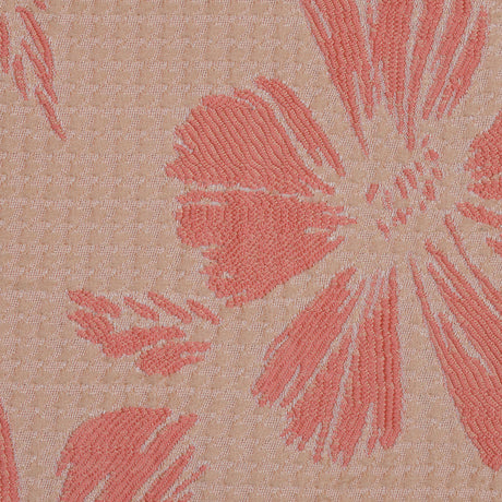 Beige and Light Orange Stretch Floral Houndstooth Brocade