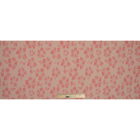 Beige and Light Orange Stretch Floral Houndstooth Brocade