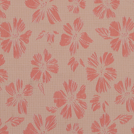 Beige and Light Orange Stretch Floral Houndstooth Brocade