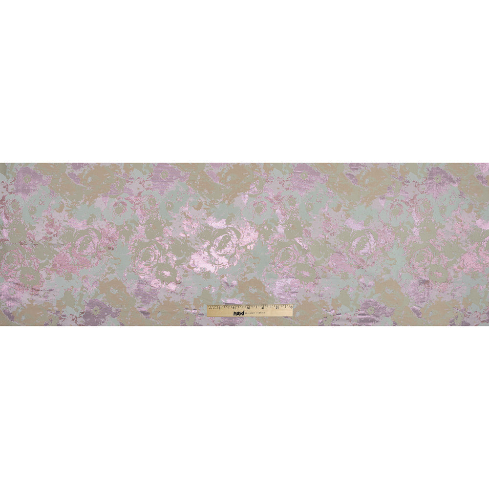 Beige, Pista Green and Metallic Pink Abstract Jacquard