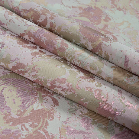 Beige, Pista Green and Metallic Pink Abstract Jacquard