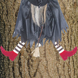 2 1/2" Tree Trunk Witch, Red Shoes, Funny Halloween Hanging Decoration Outdoor Prop