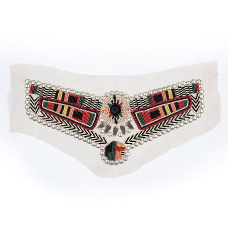Italian Multicolor Tribal Beaded Applique - 5.5" x 13"