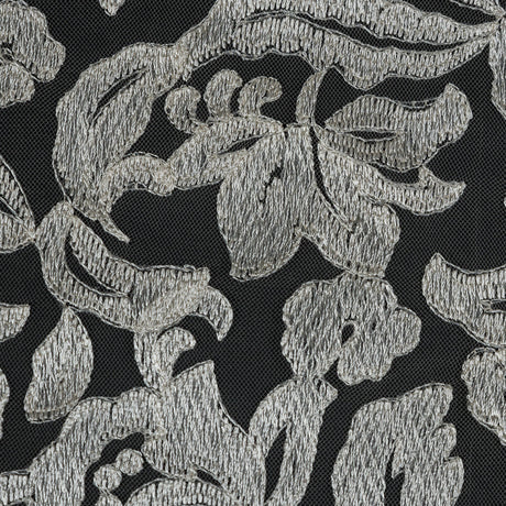 Ivory Floral Embroidered Mesh with Finished Edges