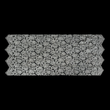 Ivory Floral Embroidered Mesh with Finished Edges
