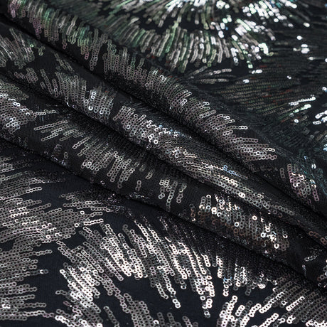 Mesh with Baby Sequins - Gray and Black Abstract