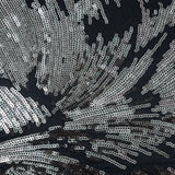 Mesh with Baby Sequins - Gray and Black Abstract