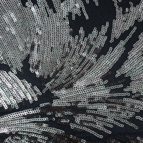 Mesh with Baby Sequins - Gray and Black Abstract