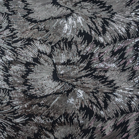 Mesh with Baby Sequins - Gray and Black Abstract