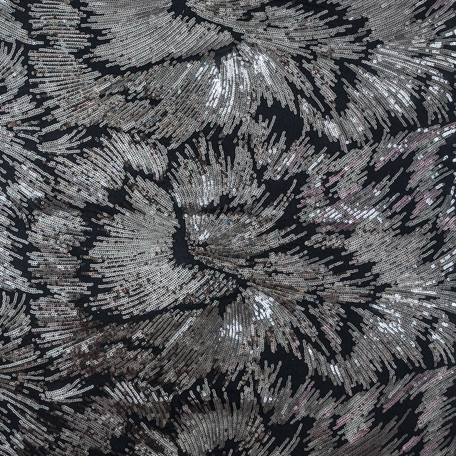 Mesh with Baby Sequins - Gray and Black Abstract