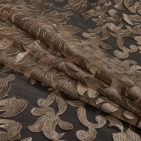 Gold Floral Embroidered Mesh