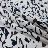 White, Navy and Brown Floral Stretch Cotton Pique