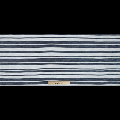 White Woven with Luminous Navy Barcode Stripes