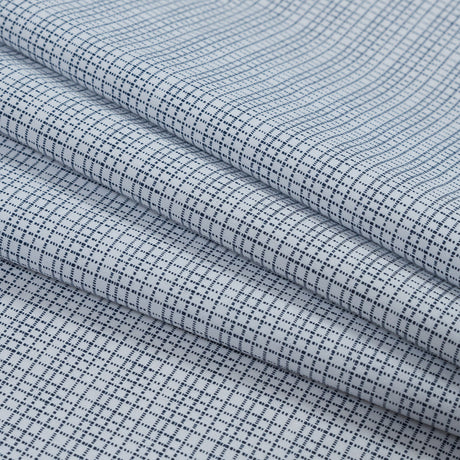 Navy and White Plaid Cotton Shirting