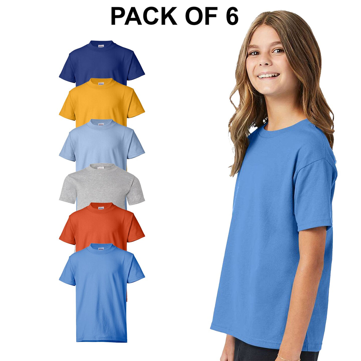 6 PACK: Hanes® Ecosmar Youth T-Shirt