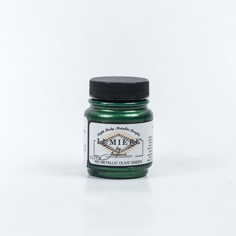 Jacquard Lumiere Textile Paint - 562 Metallic Olive Green - Light Body Metallic Acrylic