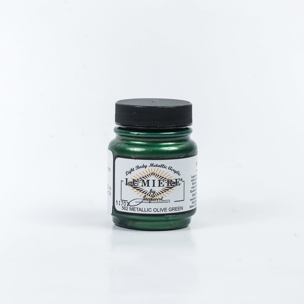 Jacquard Lumiere Textile Paint - 562 Metallic Olive Green - Light Body Metallic Acrylic