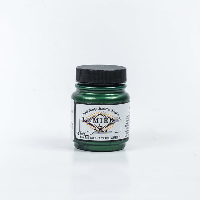 Jacquard Lumiere Textile Paint - 562 Metallic Olive Green - Light Body Metallic Acrylic