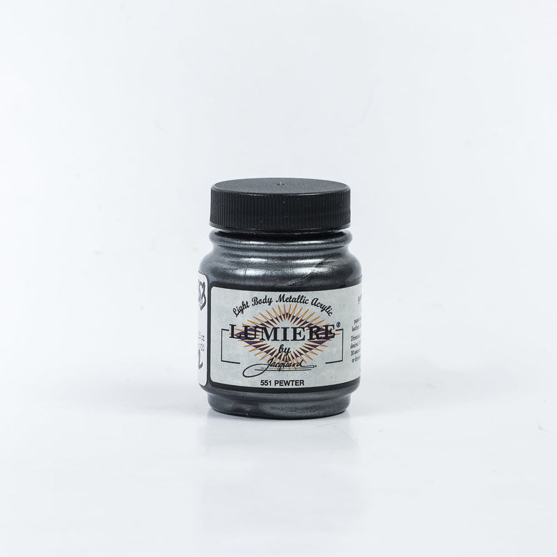 Jacquard Lumiere Textile Paint - 551 Pewter - Light Body Metallic Acrylic
