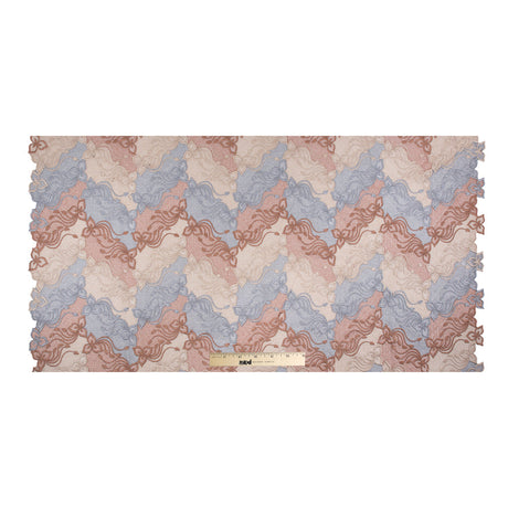 Guipure Lace - Copper, Gray and Cream Tri-Color Floral Chevrons