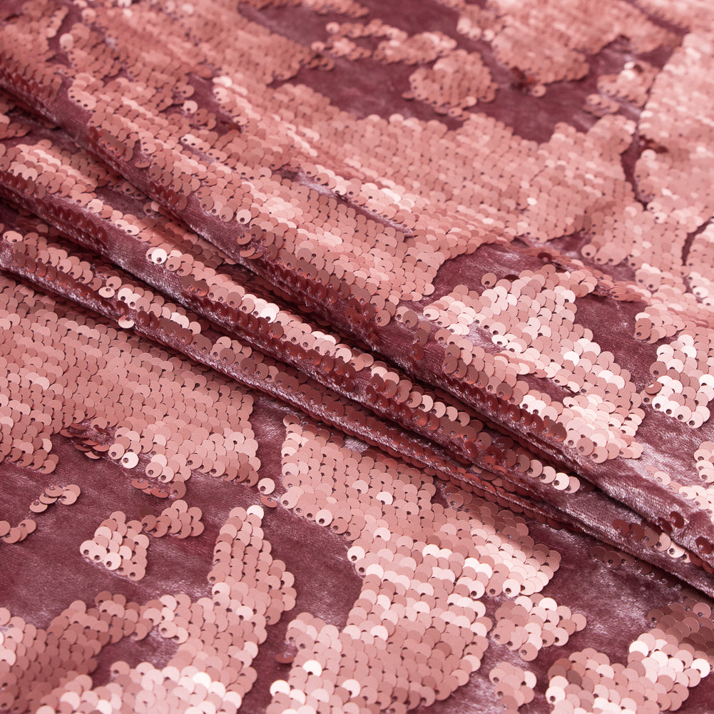 Stretch Velour with Sequins - Dusty Rose