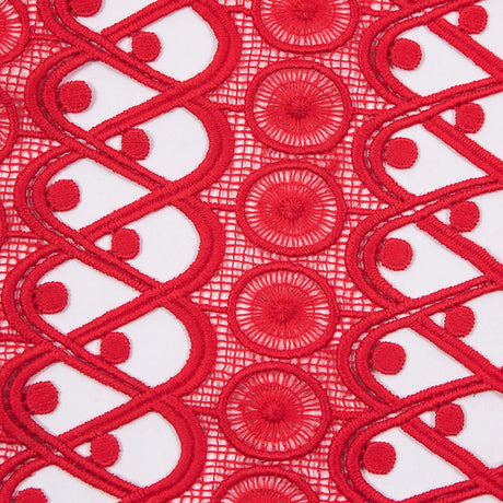 Guipure Lace - Flame Scarlet Red Geometric
