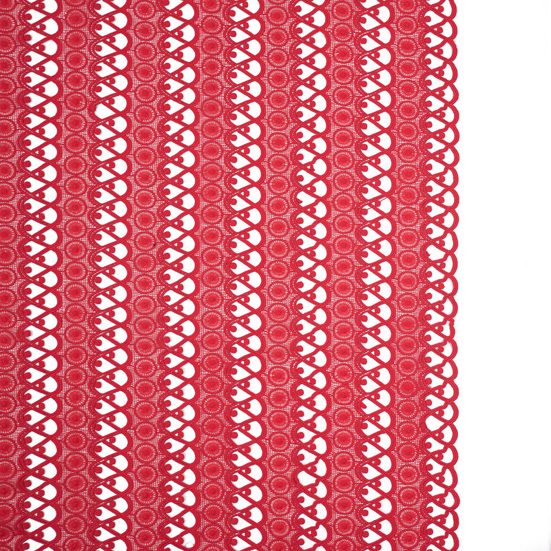 Guipure Lace - Flame Scarlet Red Geometric