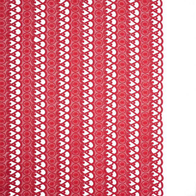 Guipure Lace - Flame Scarlet Red Geometric