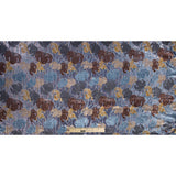 Floral Burnout Velvet with Metallic Silver Stripes - Blue, Yellow and Burgundy
