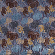 Floral Burnout Velvet with Metallic Silver Stripes - Blue, Yellow and Burgundy