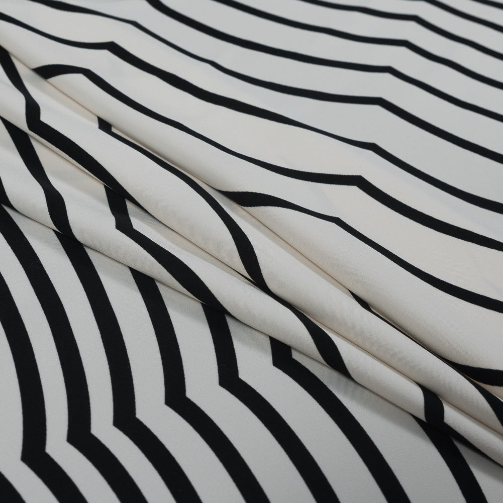 Famous NYC Designer Gardenia and Black Abstract Polyester Panel