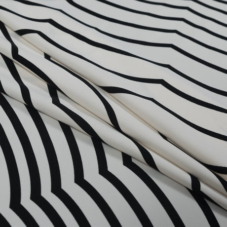 Famous NYC Designer Gardenia and Black Abstract Polyester Panel