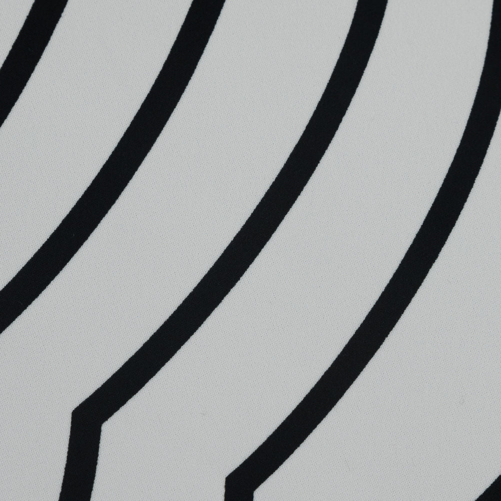 Famous NYC Designer Gardenia and Black Abstract Polyester Panel