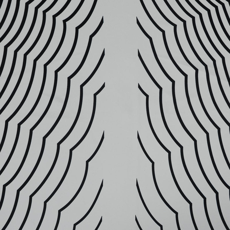 Famous NYC Designer Gardenia and Black Abstract Polyester Panel