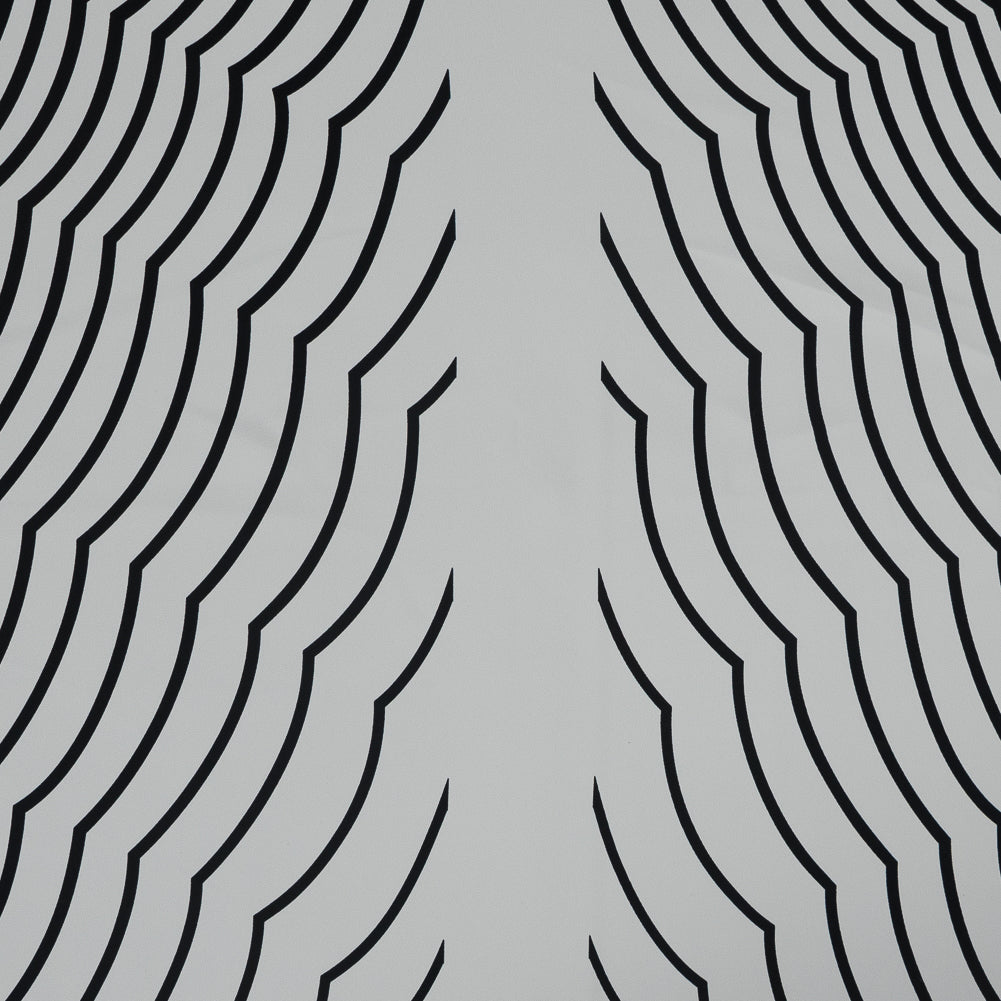 Famous NYC Designer Gardenia and Black Abstract Polyester Panel