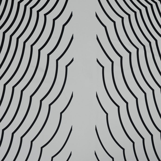 Famous NYC Designer Gardenia and Black Abstract Polyester Panel
