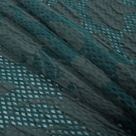 Emerald Green Wool and Acrylic Netting Backed by Fine Floral Knit