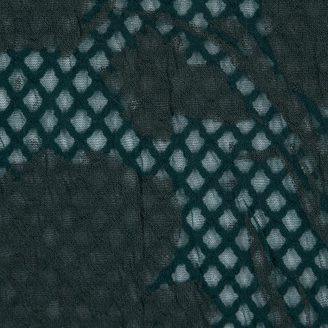 Emerald Green Wool and Acrylic Netting Backed by Fine Floral Knit